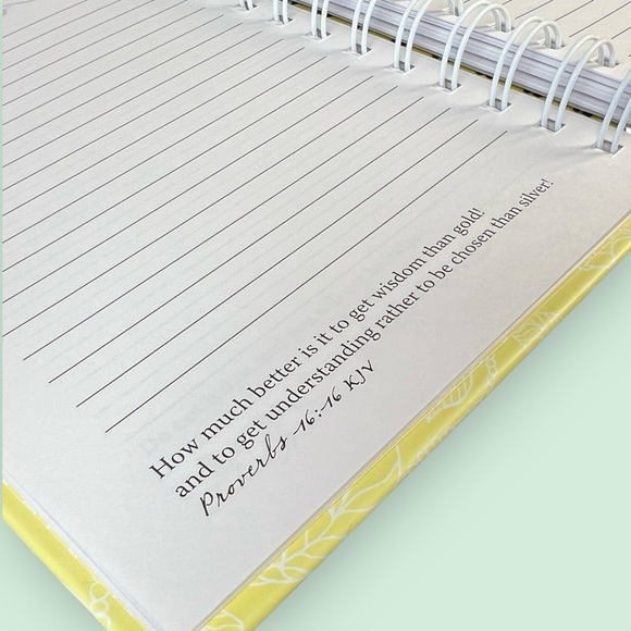 Bible Journal, Yellow Floral Spiral Notebook - Picture 7 of 8